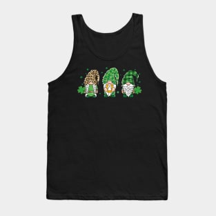 St Paddys Days Gnomes Leopard Plaid Tank Top